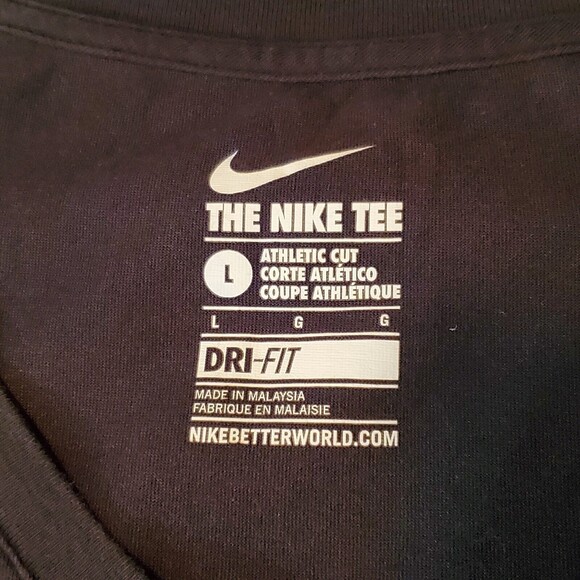 Women's Nike Just Do It Dri-Fit Short Sleeve T-Shirt V-Neck Black L Athletic Cut - Picture 5 of 9